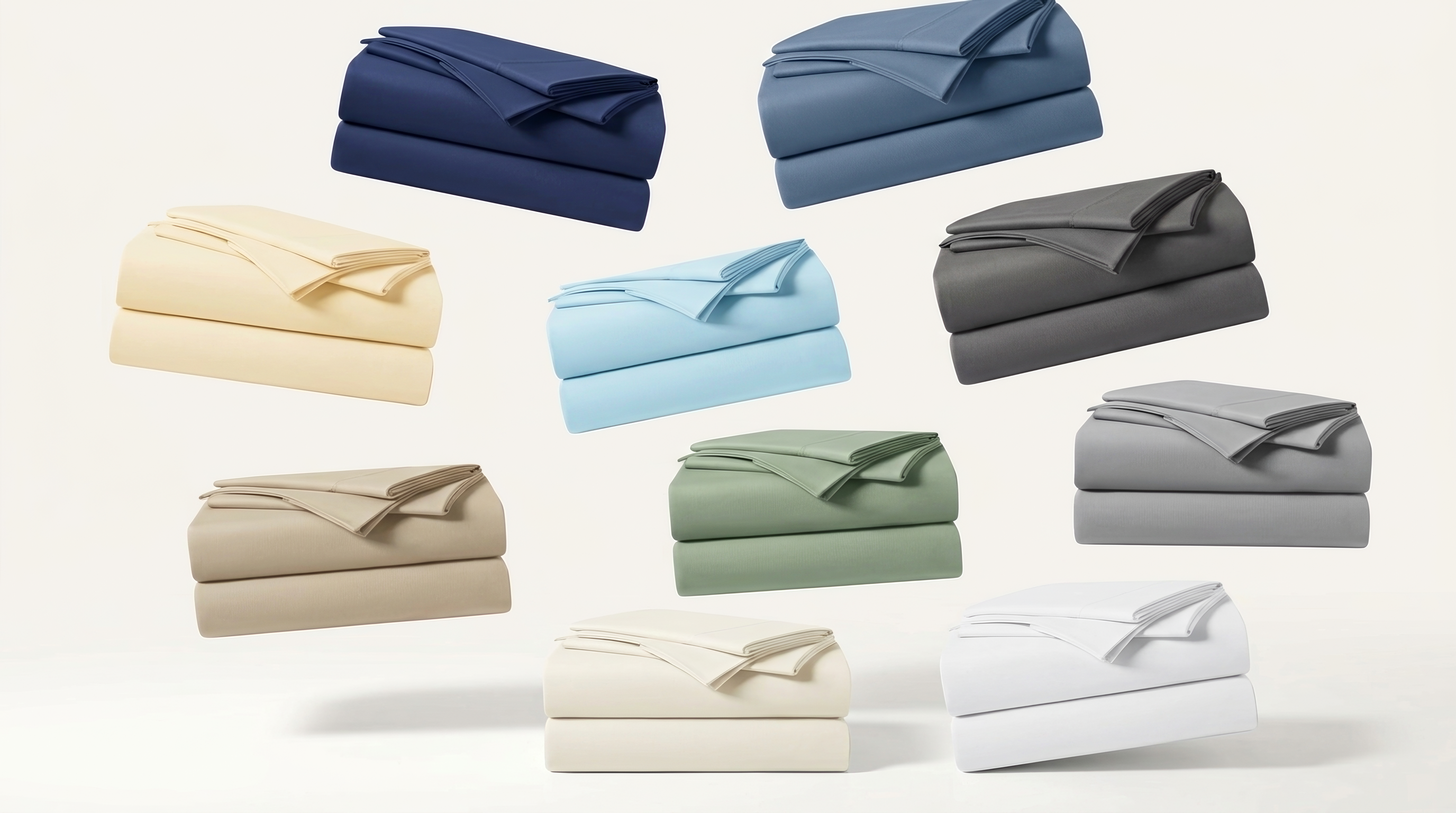 Folded bed sheet sets in multiple colors — Royal Mills private label collection